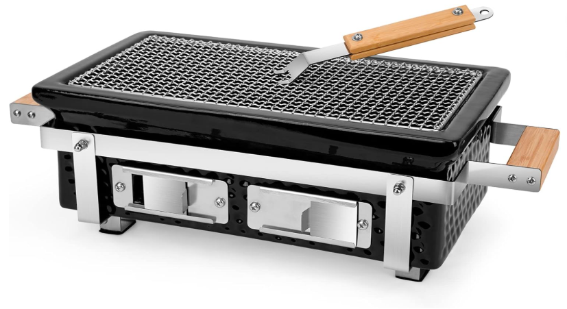 ONLYFIRE GRILLS Charcoal BBQ Hibachi Grill with Grid Lifter, Portable Yakitori Grill